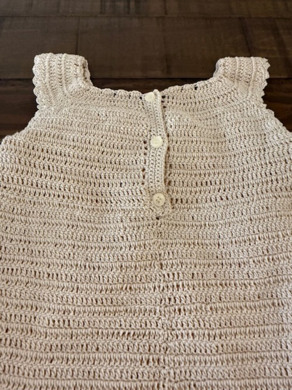 Crochet Baby Dress & Bloomers Set Ivory Lace Knit Boho Vintage Style - Picture 5 of 8